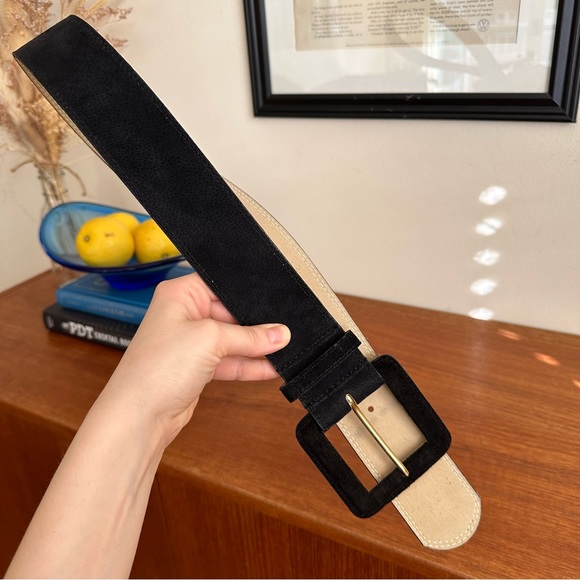 SOLD Vintage Black Suede Belt S/M - Picture 2 of 8